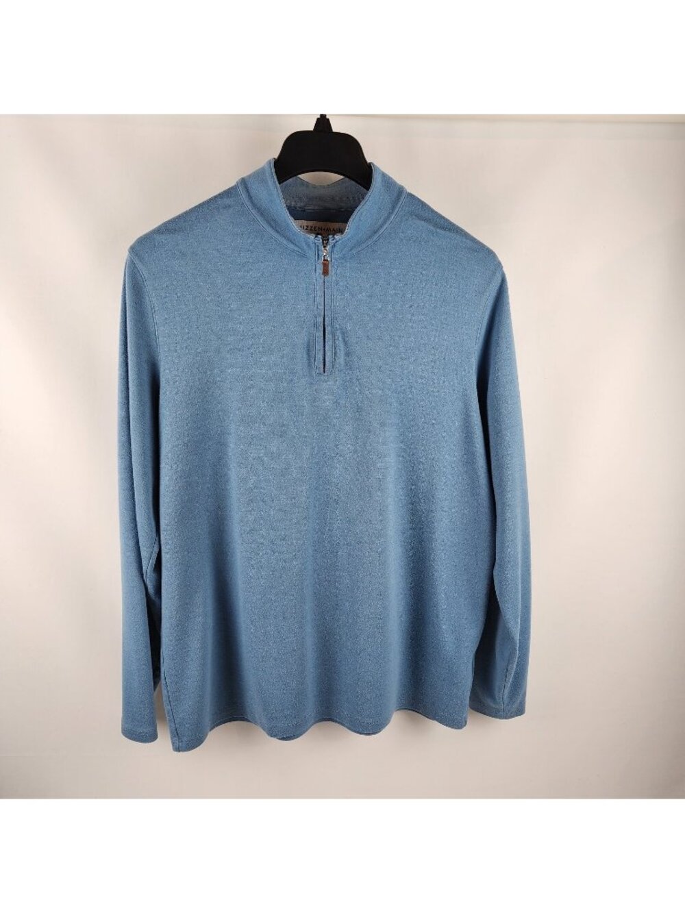 Mizzen Main 1/4 Zip Blue Pullover Top Performance Golf Mock Neck Trim Fit XL